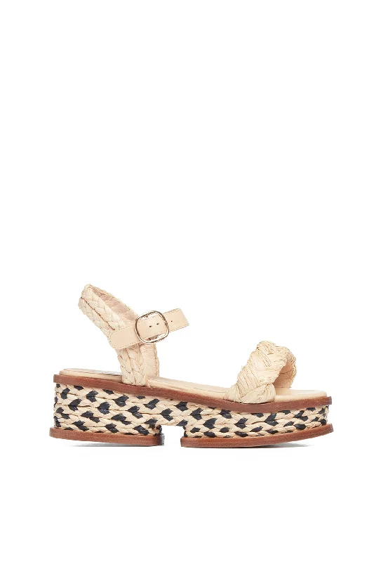 Michael Platform Sandal in Cream Raffia