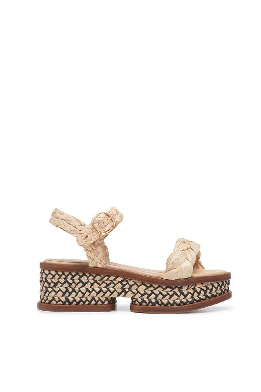 Michael Platform Sandal in Natural Raffia