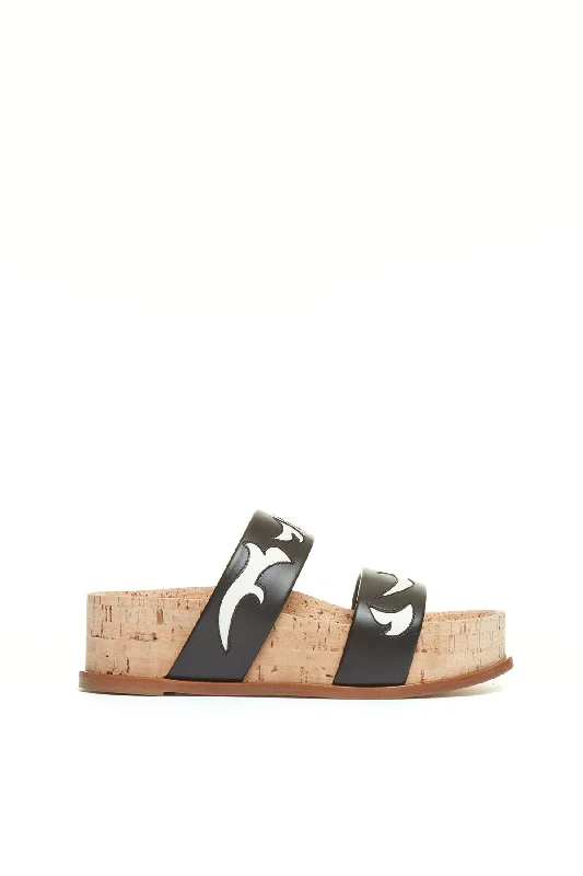 Striker Flame Platform Sandal in Black Nappa Leather