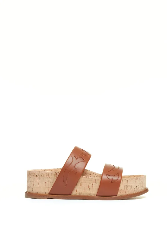 Striker Flame Platform Sandal in Cognac Nappa Leather