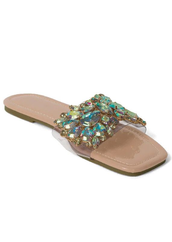 Rhinestone Sandal - Natural Multi