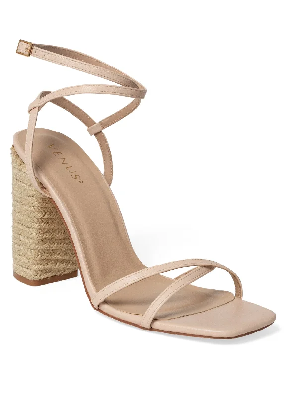 Lori Block Heel Sandals - Nude