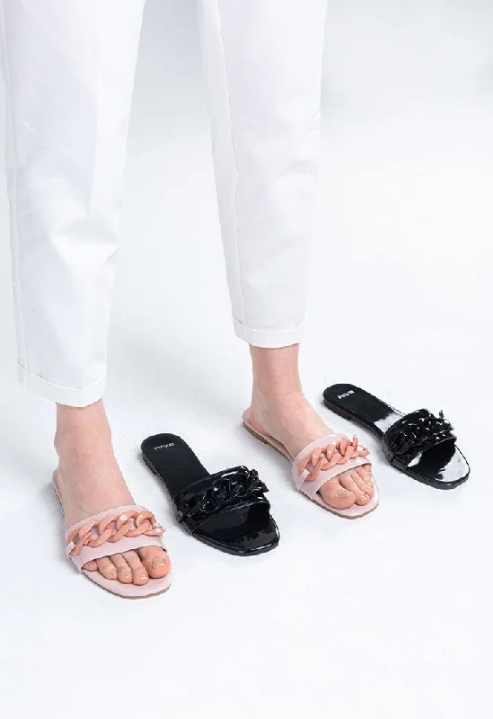 Flat Quilted Acrylic Strap Sandals