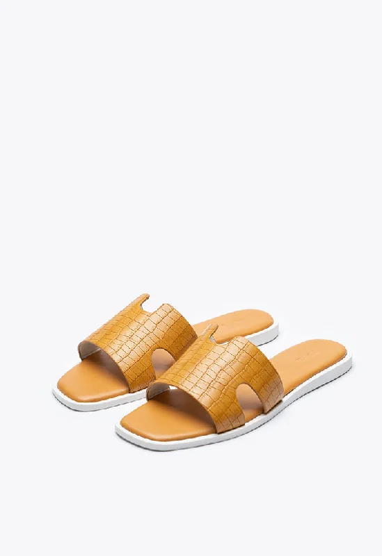 Solid Cutout Vamp Slip On Sandals