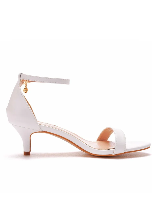 Open Toe Ankle Strap Wedding Kitten Heels