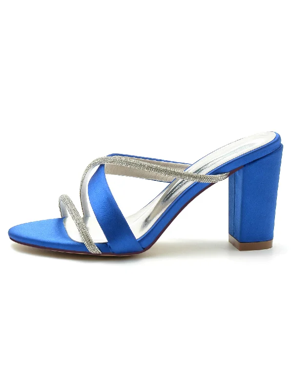 Open Toe Strappy Slip on Sandals