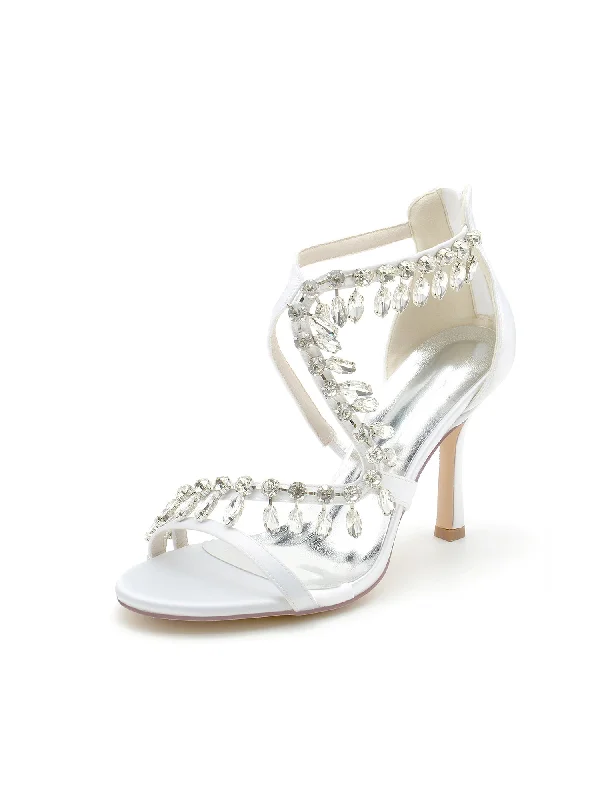 Sexy Crystal Beaded Thin Strap High Heels