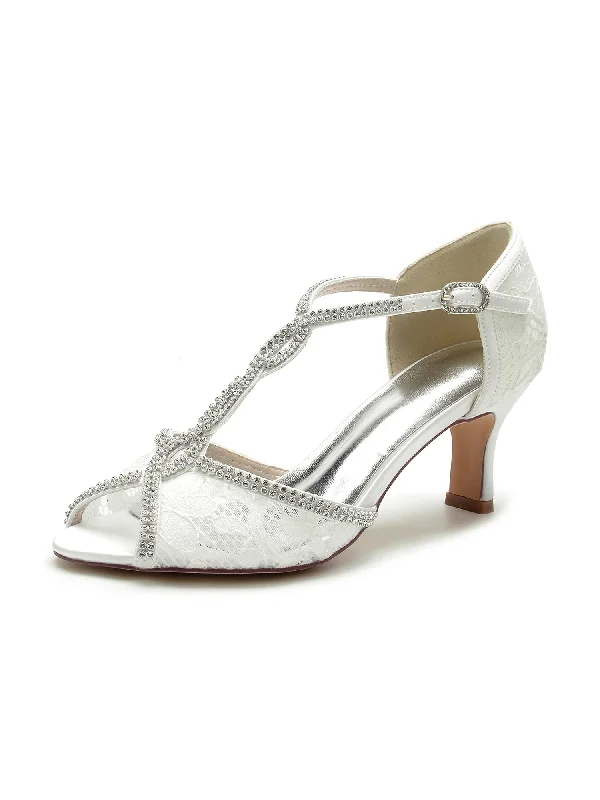 T-Strap Peep Toe Crystal Prom Shoes