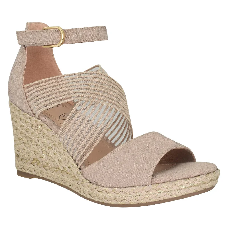 Tizane Platform Wedge Stretch Sandal with Memory Foam