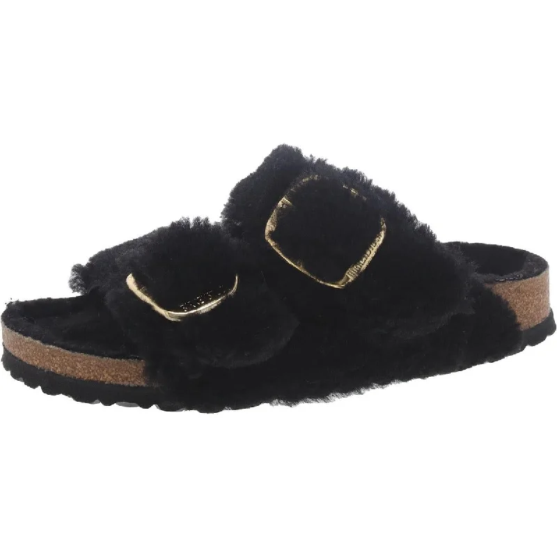 Fashionista Favorites Birkenstock Womens Faux Fur Lined Slip On Slide Sandals