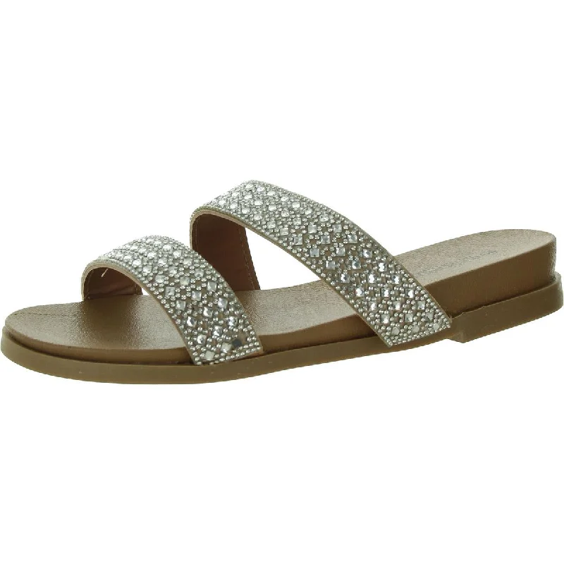 Comfortable Urban Shoes Olivia Miller Womens Faux Leather Slip On Slide Sandals
