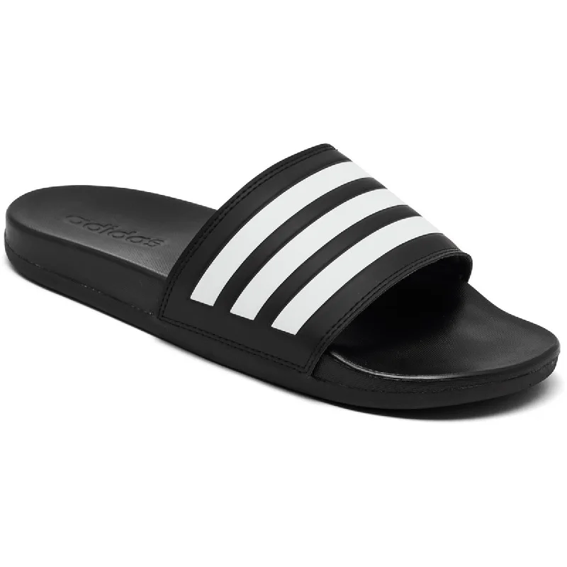 Fashion Essentials Womens Faux Leather Flat Slide Sandals