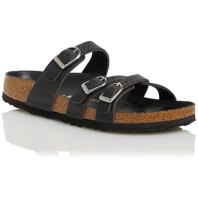 Comfortable Dressy Flats Offers Womens Leather Footbed Slide Sandals
