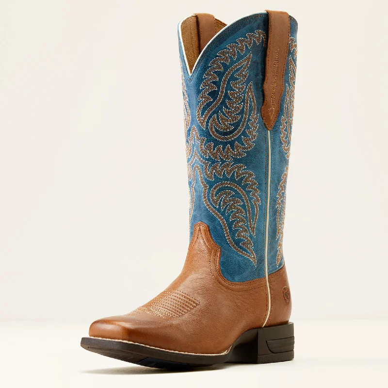 Comfortable Urban Shoes Ariat Women's Regatta Blue Cattle Caite Stretchfit Western Boot