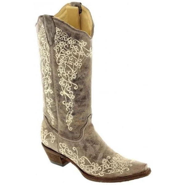 Seasonal Clearance Corral Boots Brown Crater Bone Embroidery A1094
