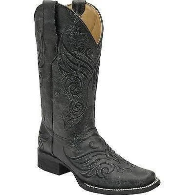 Chic Style, Always In Vogue Corral Boots Circle G Women's Black Crackle Boot