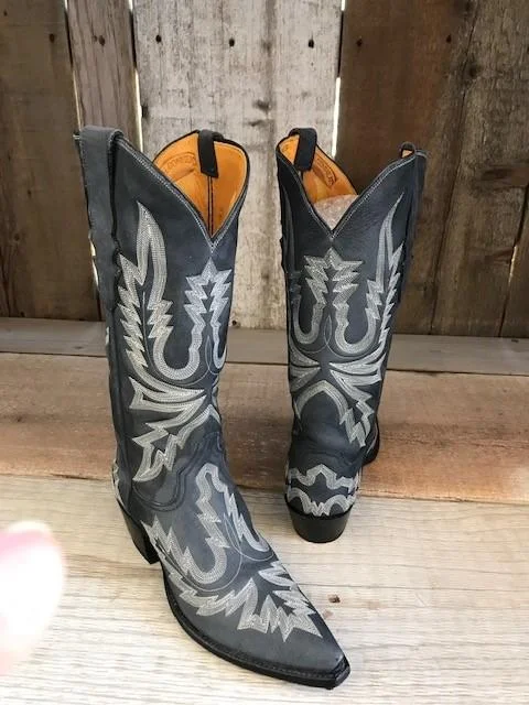 Limited Edition Navy Nubuck All Over Stitch Tres Outlaws Women's Classic Boot 1187@