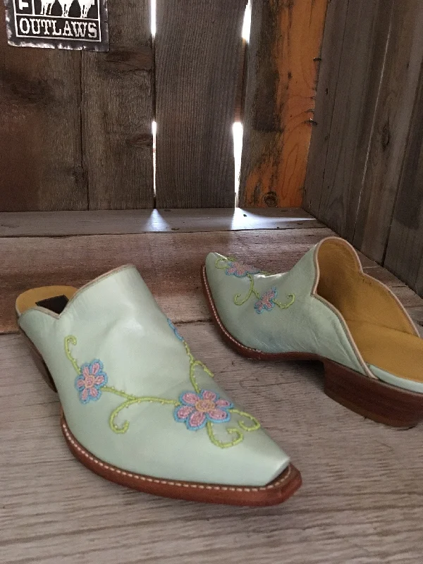 Women's Flats Sale Teal California  Beading Tres Outlaws Mule  1504@