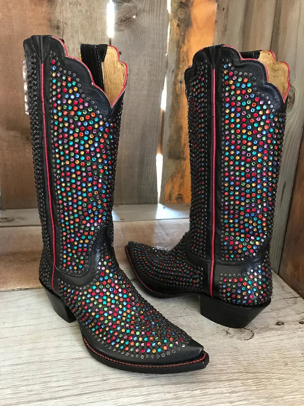 New Arrival Discount Rainbow Thousands of Crystals Tres Outlaws Women's Classic Boot  1531