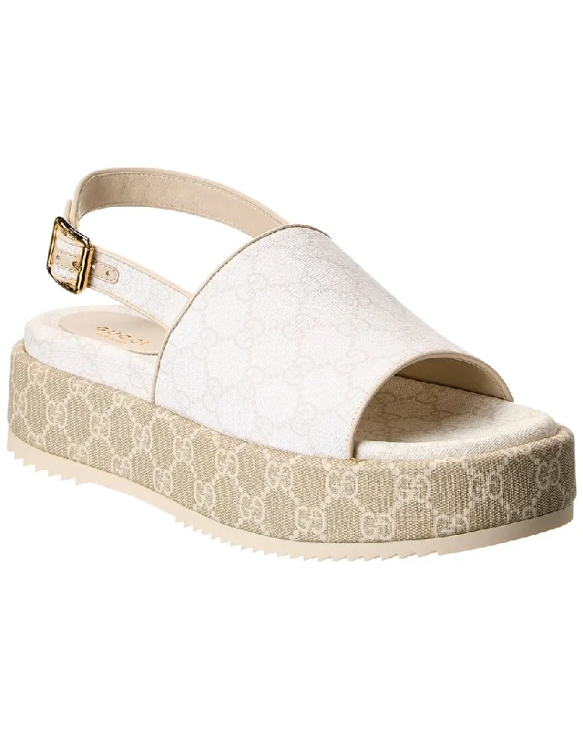 Feminine Luxe Style Sale Gucci Gg Supreme Canvas & Leather Platform Sandal